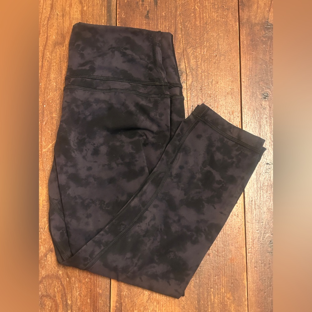 CRZ YOGA Black & Dark Gray tie dye Leggings